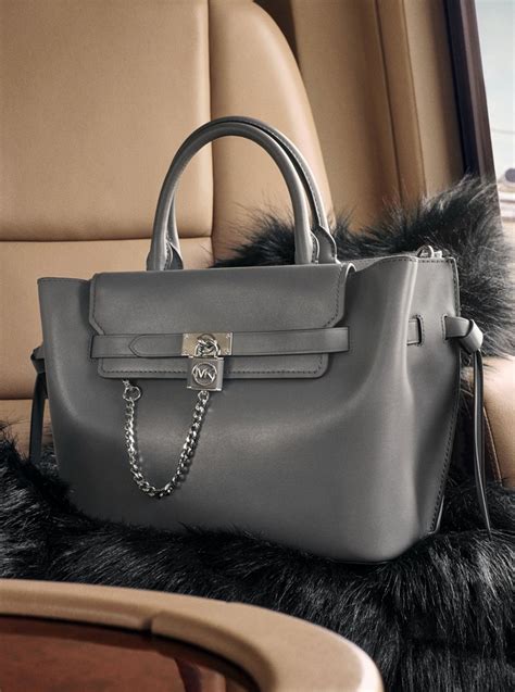 michael kors sac hamilton gris|Michael Kors Hamilton leather.